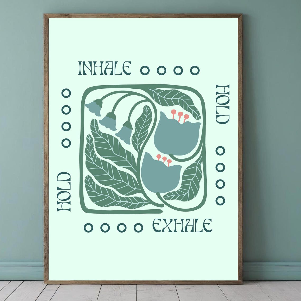 Box Breathing Floral Anxiety Relief Yoga Poster