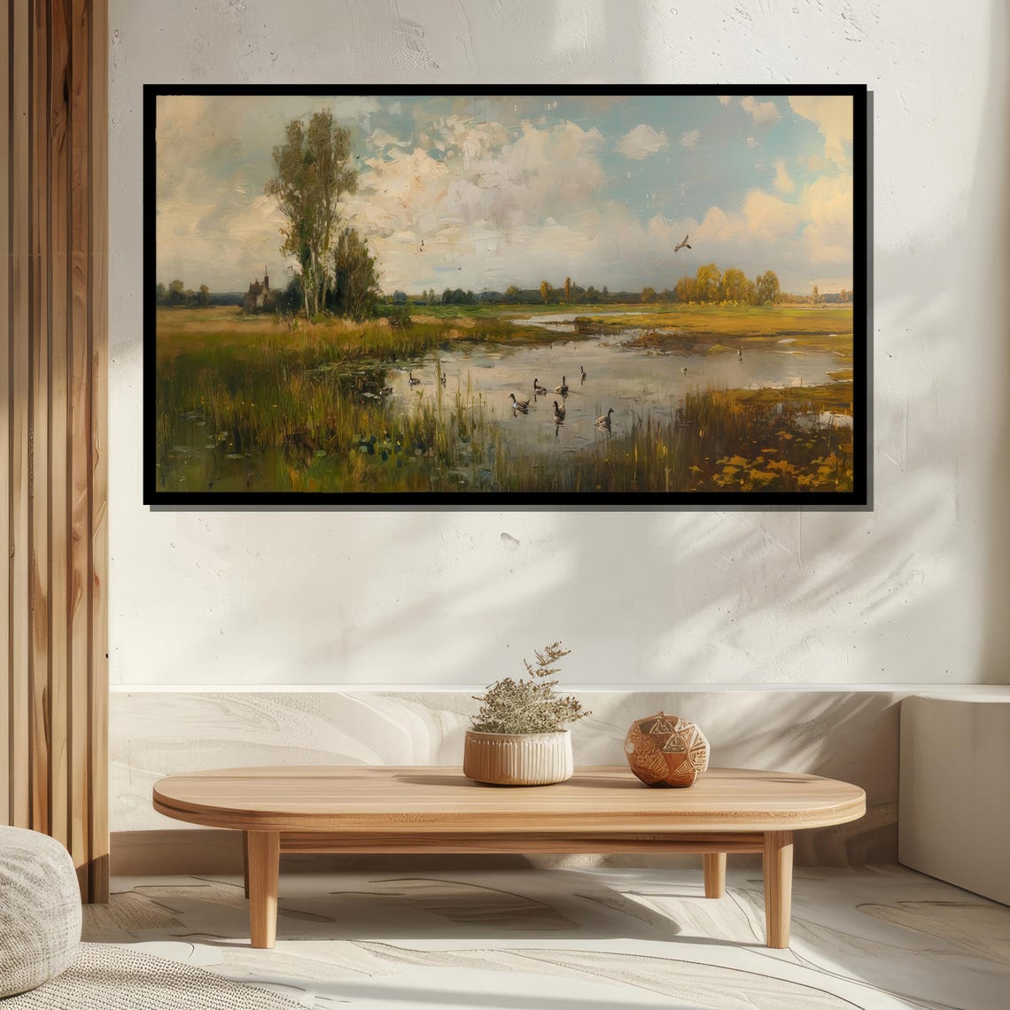 Tranquil Marsh Wetlands Landscape With Wild Ducks Painterly Poster - Image 5