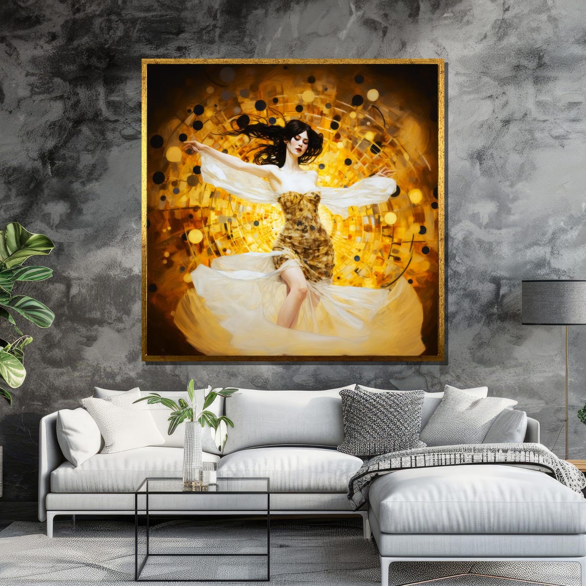 Golden Dancer with Flowing White Veil Mosaic Poster for Home - Image 6