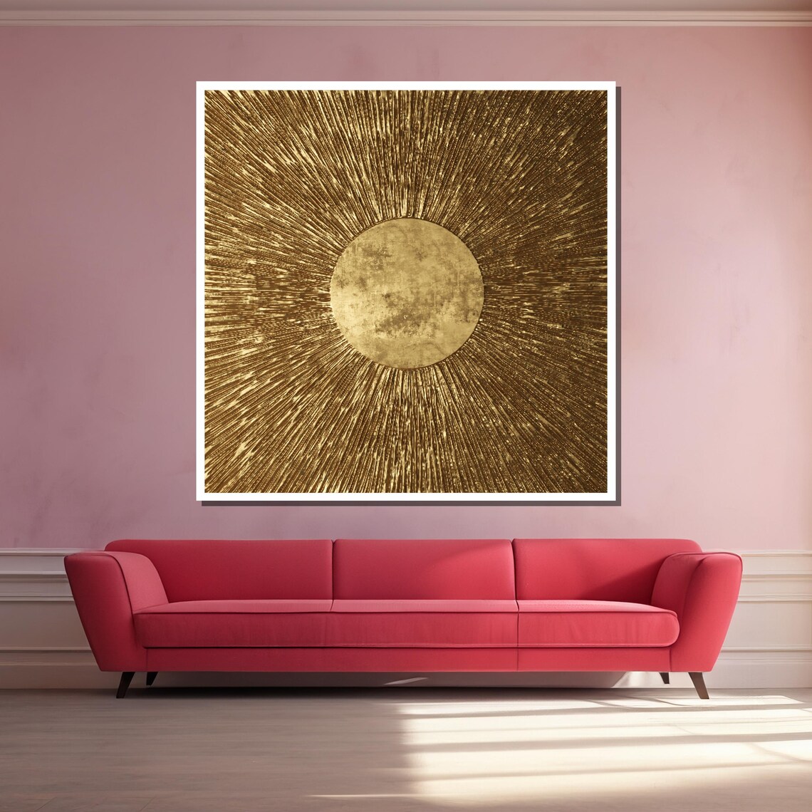 Golden Sunburst Art Radiate Luxury In Your Space With Striking Textured Gold Wall Art For Modern Interiors - Image 3