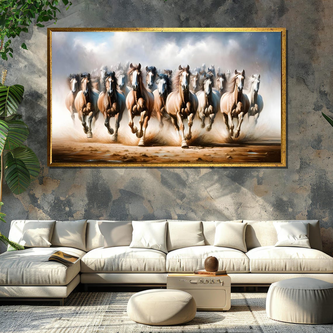 Galloping Horse Herd Running Through Dust Dramatic Western Art Poster - Image 6