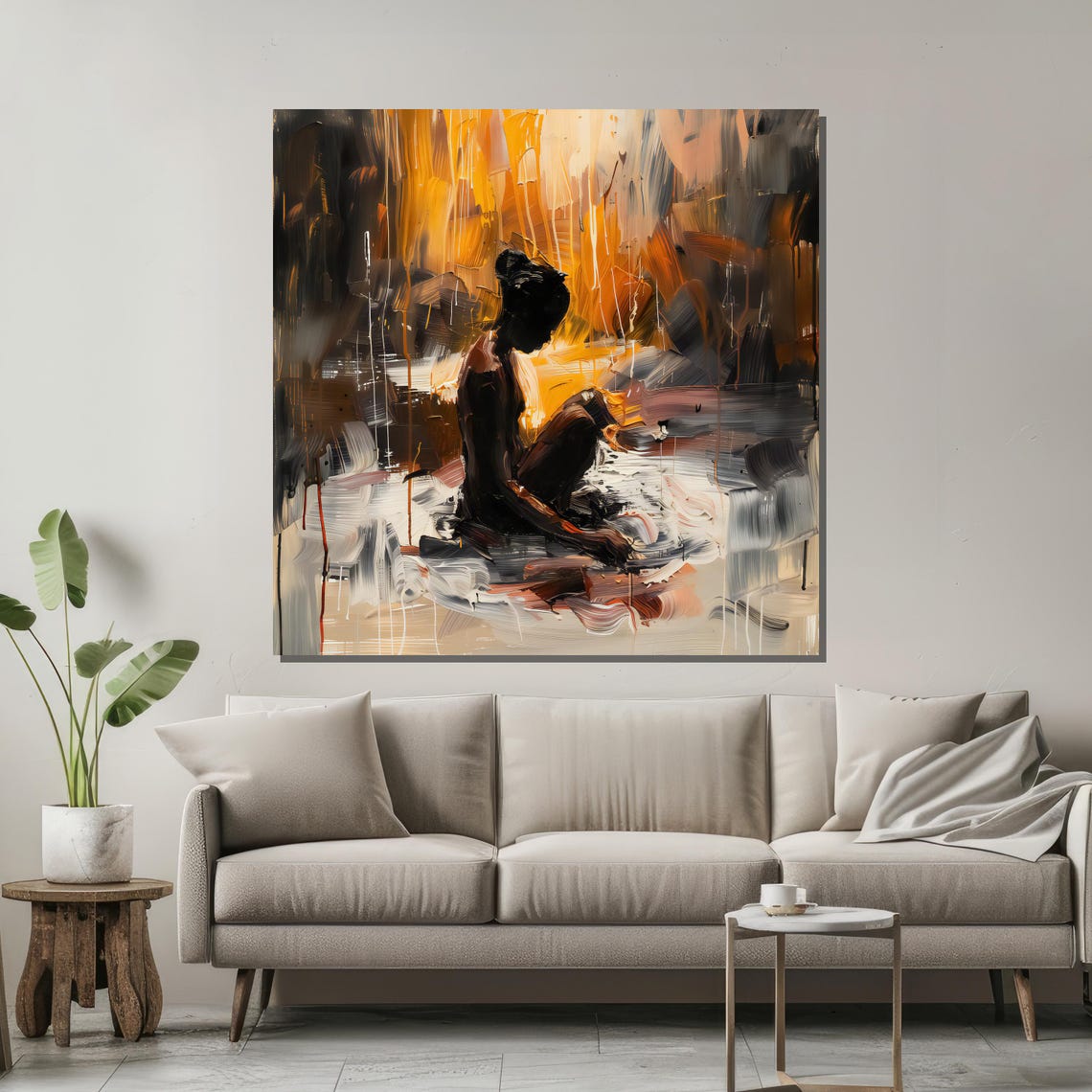 Modern Abstract Nude Wall Art Serene And Expressive Painting In Warm Tones For Living Room Or Bedroom Home Decor - Image 2