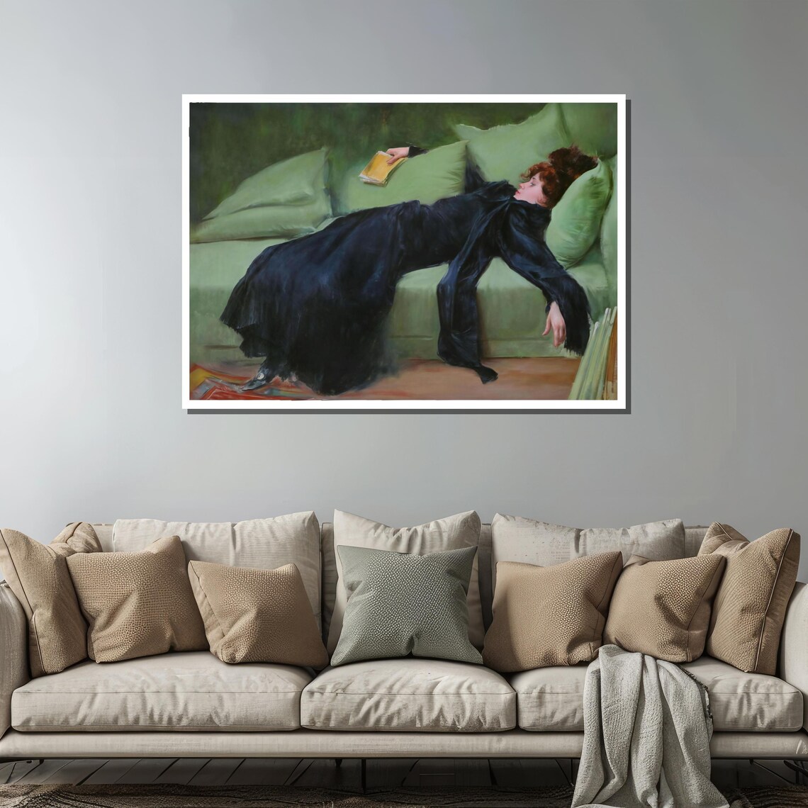 Ramon Casas Decadent Young Woman Reclining on Sofa 1899 Art Poster - Image 3