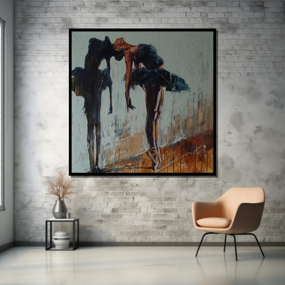 Expressive Abstract Ballerina Dancers Thick Impasto Oil Poster - Image 5