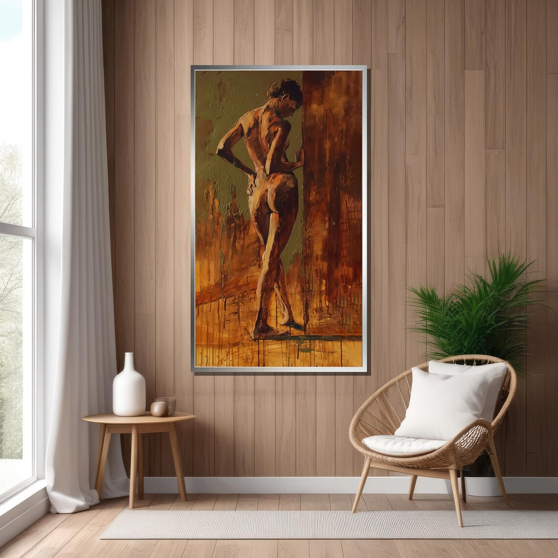Abstract Female Nude Figure From Behind in Warm Amber Tones Poster - Image 5