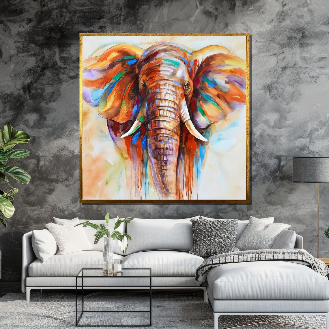 Colorful Elephant Head Abstract Safari Wildlife Poster for Living Room - Image 6