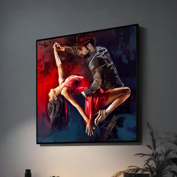 Timeless Tango A Couples Passionate Dance Frozen In Art Painting For Living Room