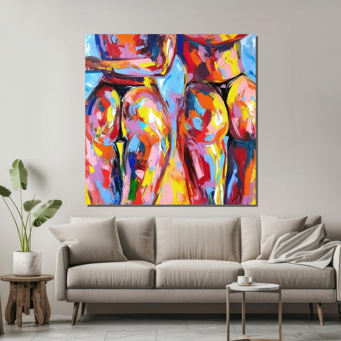 Colorful Abstract Nude Painting Vibrant Modern Art For Home Wall Decor - Image 2