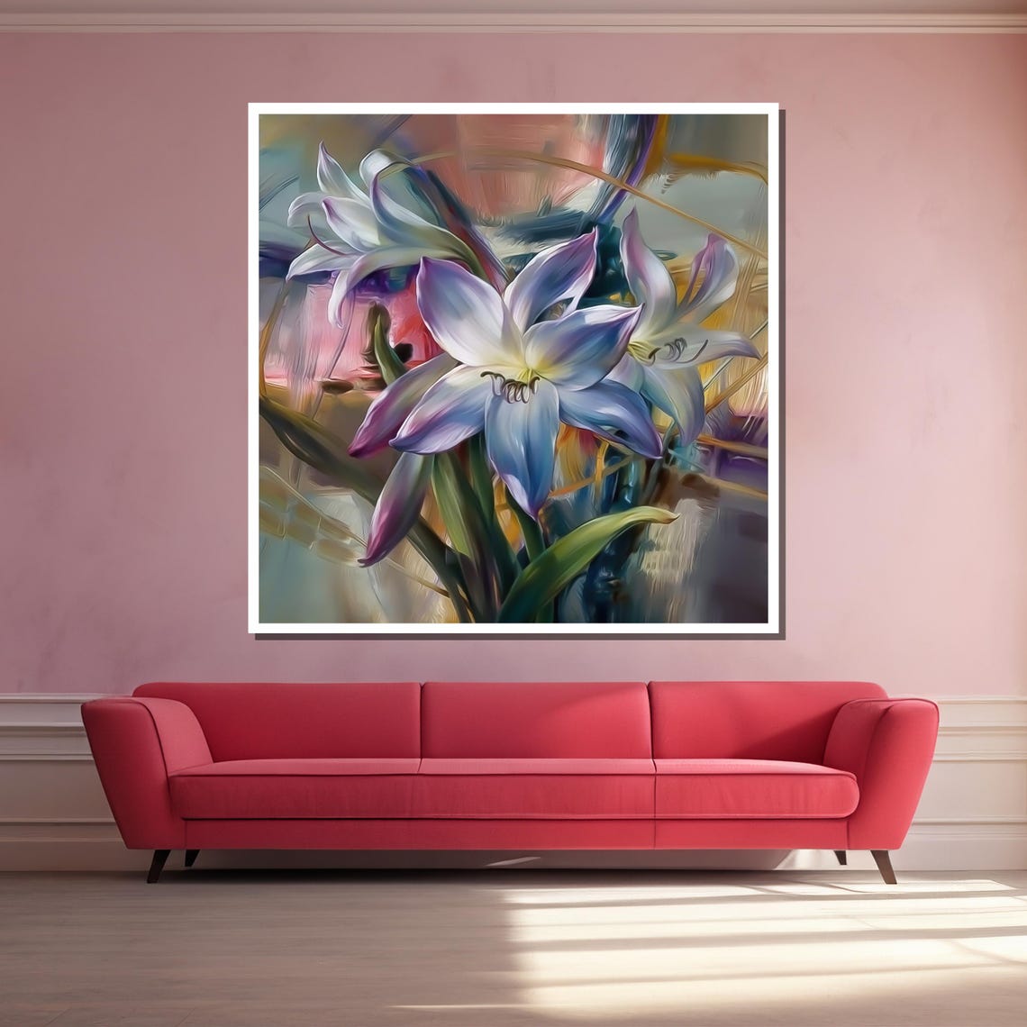 Vibrant Purple and Blue Lily Impressionist Botanical Floral Art Poster - Image 3