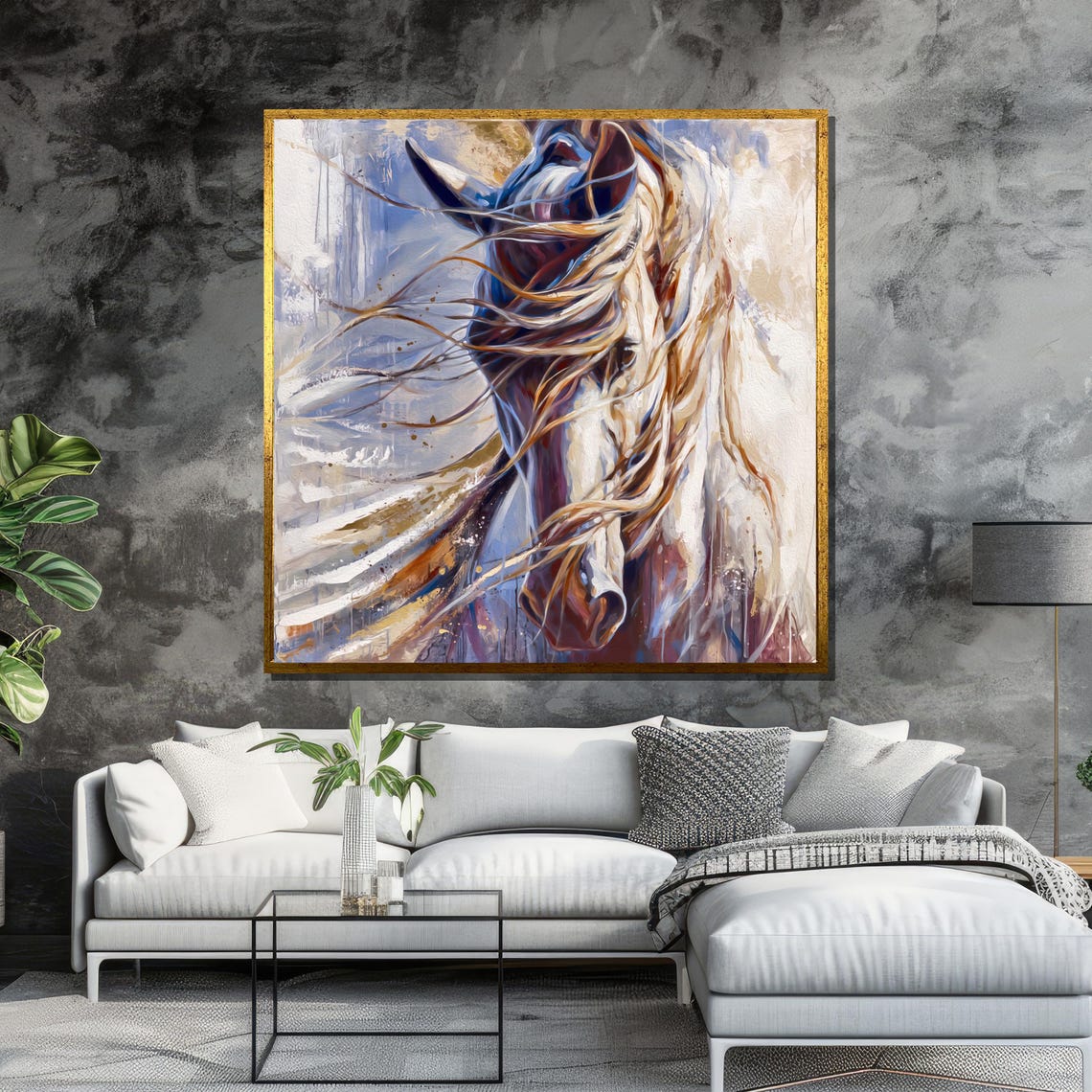 Elegant Horse with Flowing Mane in the Wind Poster for Home Decor - Image 6