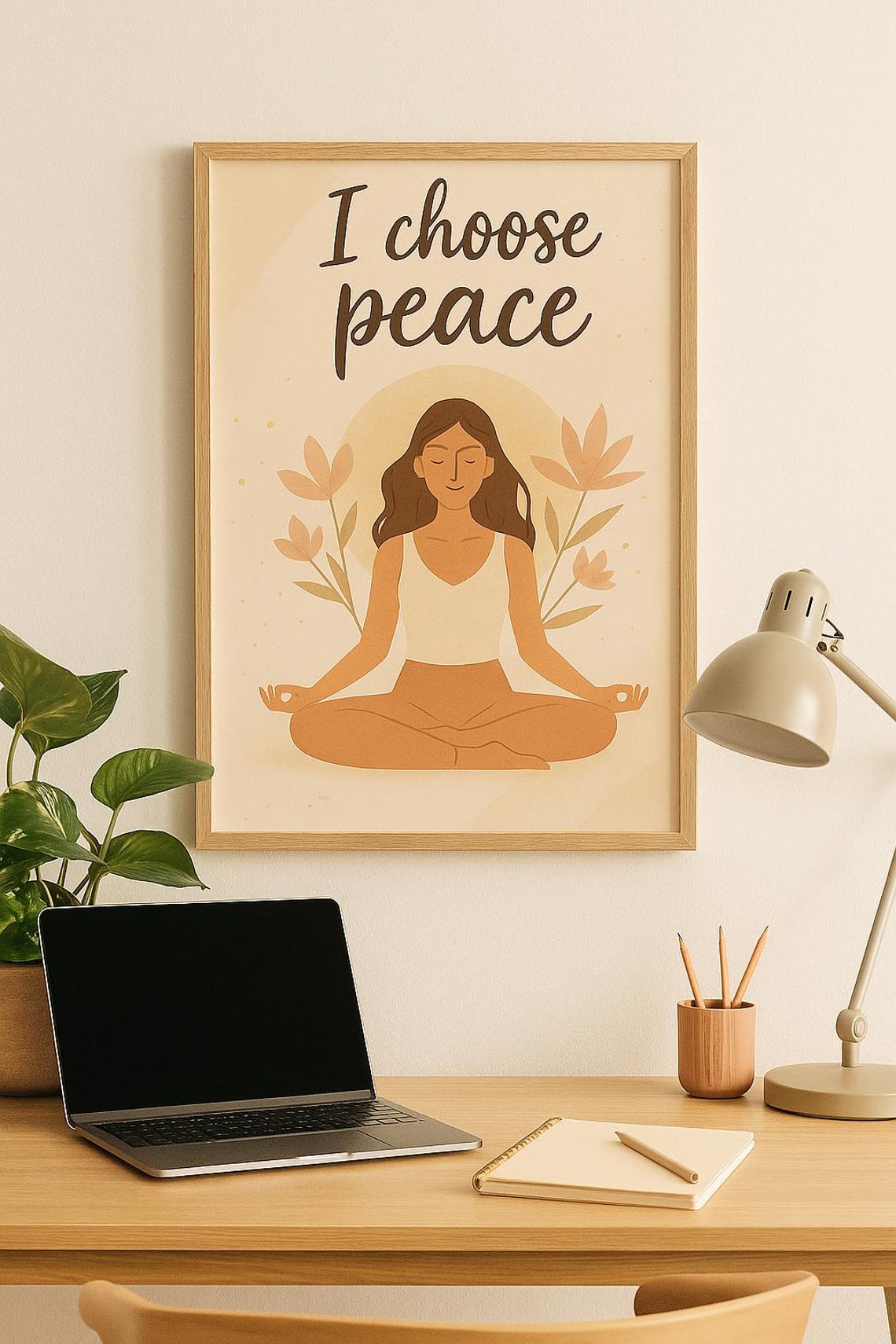 I Choose Peace Quote Boho Meditation Mindfulness Yoga Art Poster - Image 3
