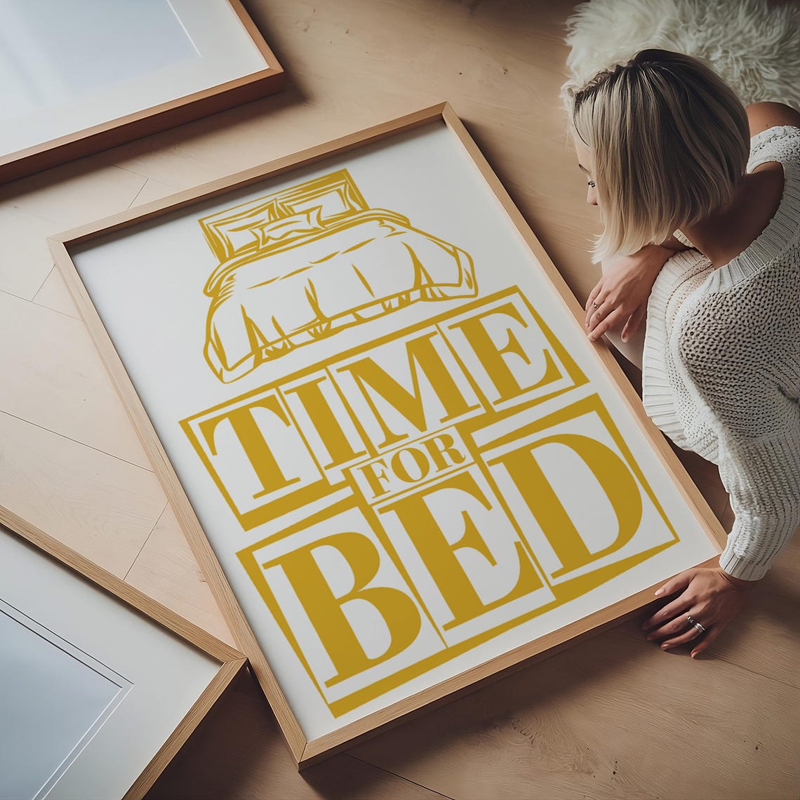 Playful Time For Bed Red Block Letter Nursery Bedroom Wall Art - Image 3