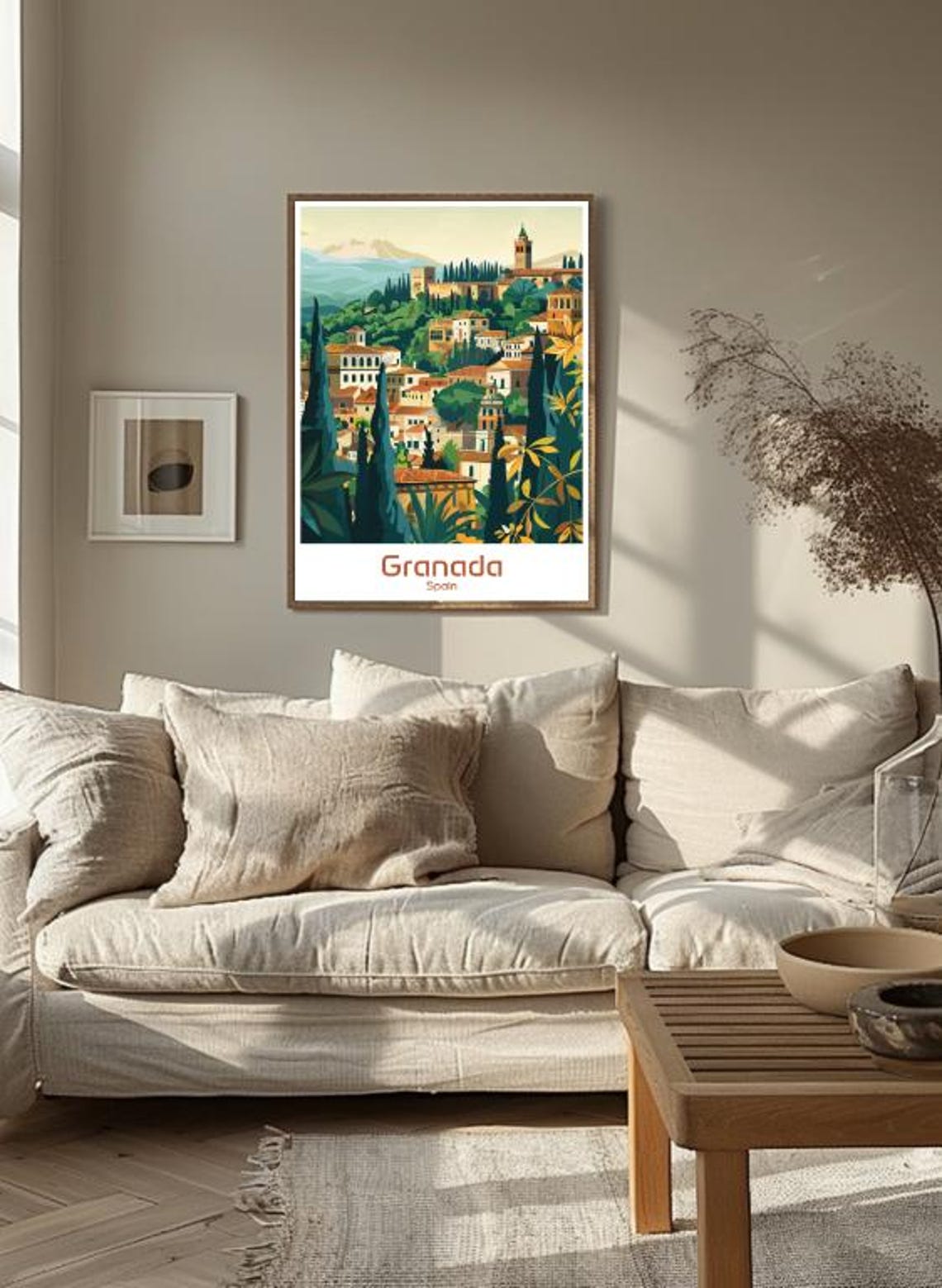 Granada Spain Alhambra Palace Hillside Rooftops Vintage Travel Poster - Image 3