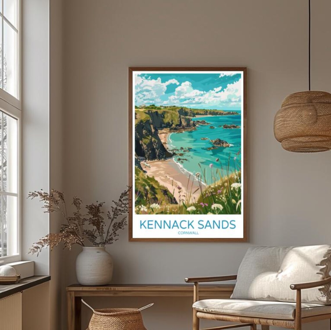 Kennack Sands Cornwall Rocky Cove Beach Coastal Scene Poster - Image 4
