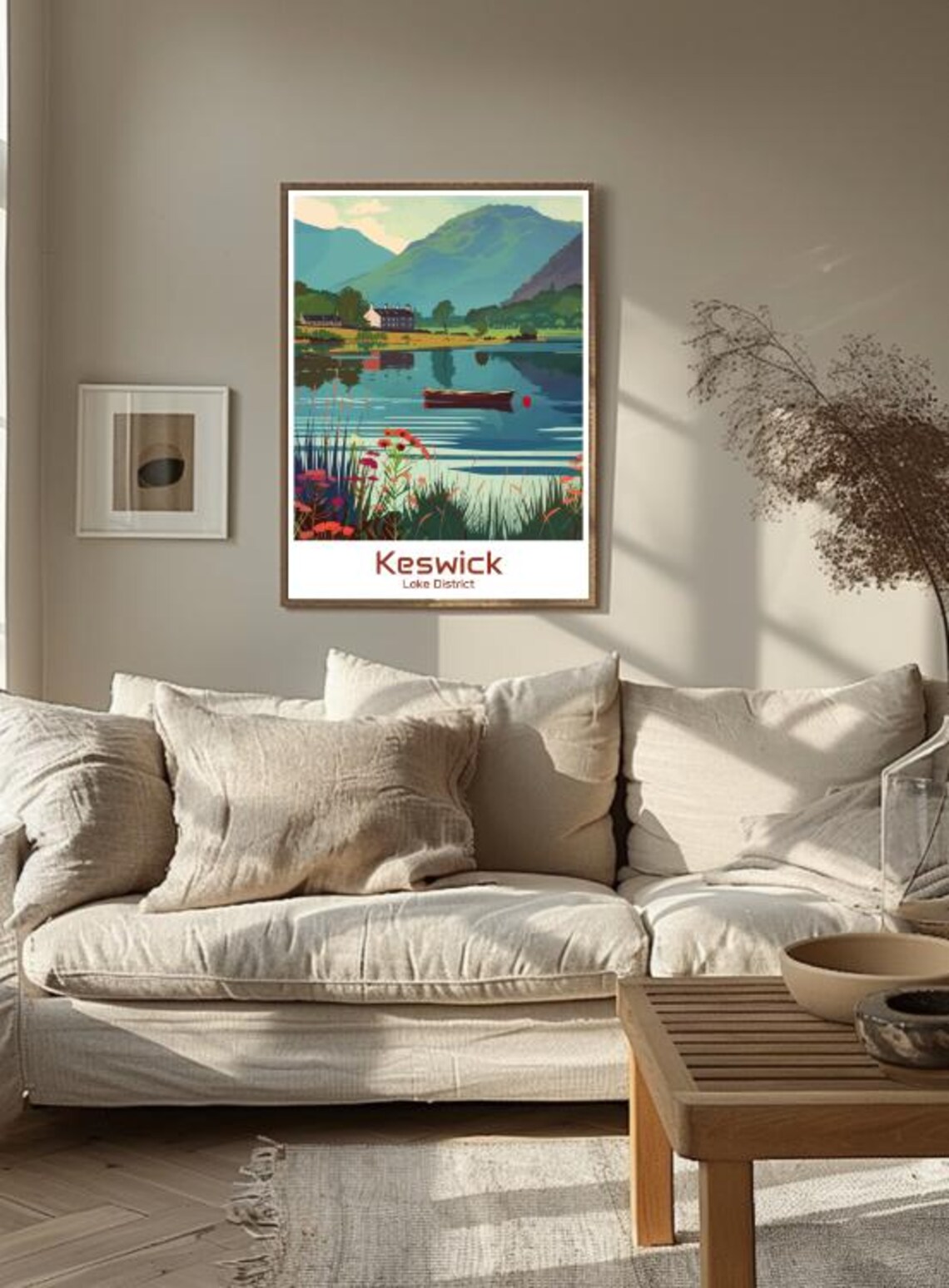 Keswick Lake District Lakeside Mountain Scenery Travel Poster - Image 3