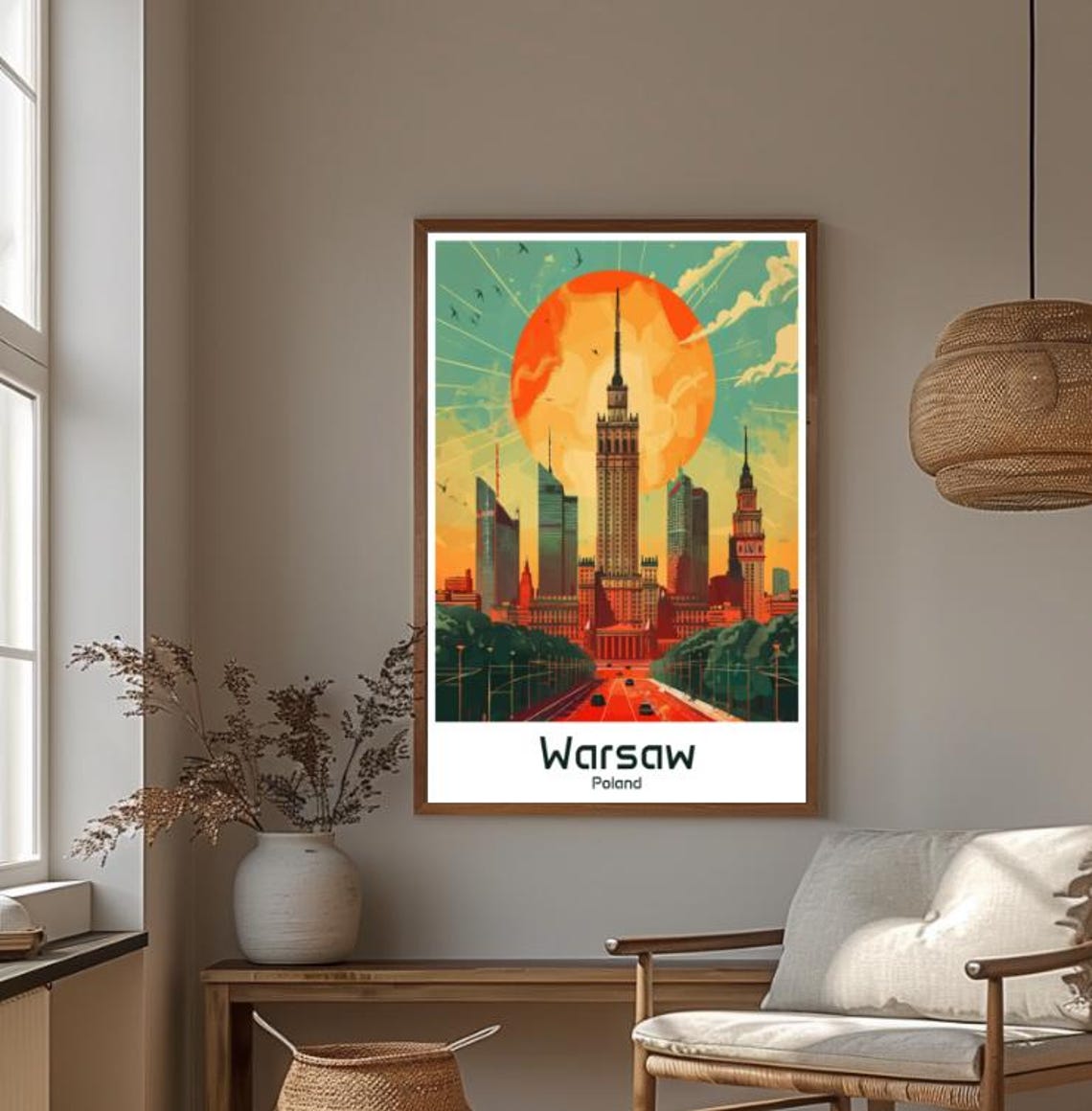 Warsaw Poland Sunset Skyline Poster With Palace Of Culture View - Image 4
