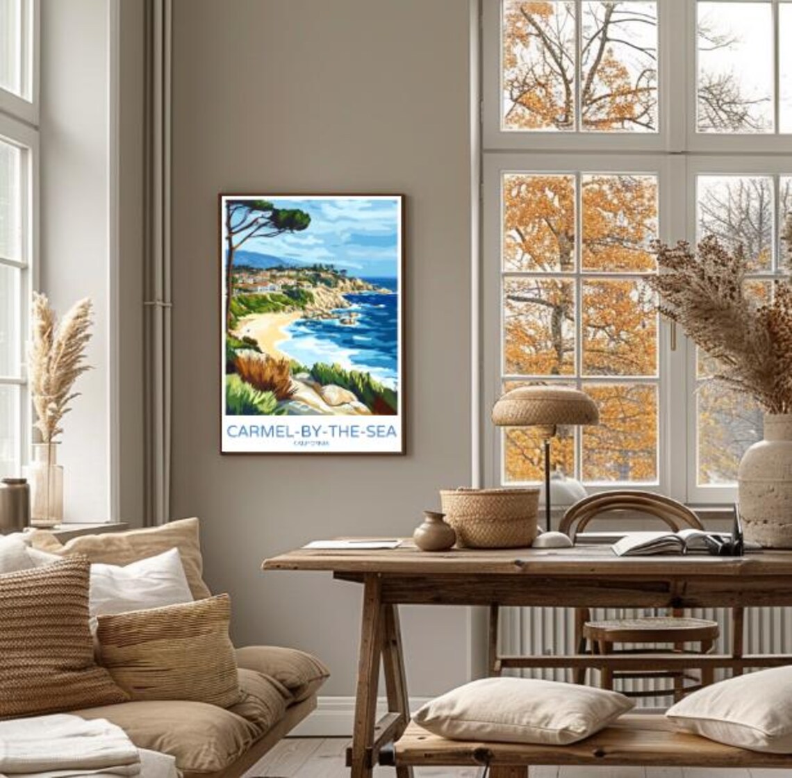 Carmel by the Sea California Rocky Cove Beach Cypress Tree Poster - Image 4