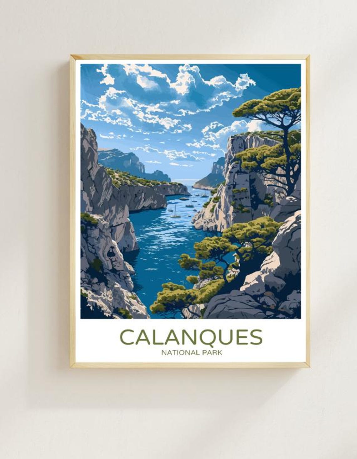 Parc National Des Calanques Travel Postercoastal Cliff Wall Art Mediterranean Nature Print French Seascape Decor France Travel Gift
