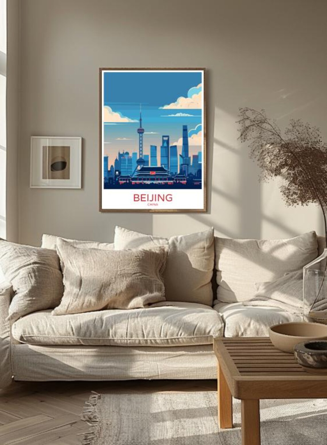 Beijing China Illustrated Skyline Temple Colorful Travel Poster - Image 2