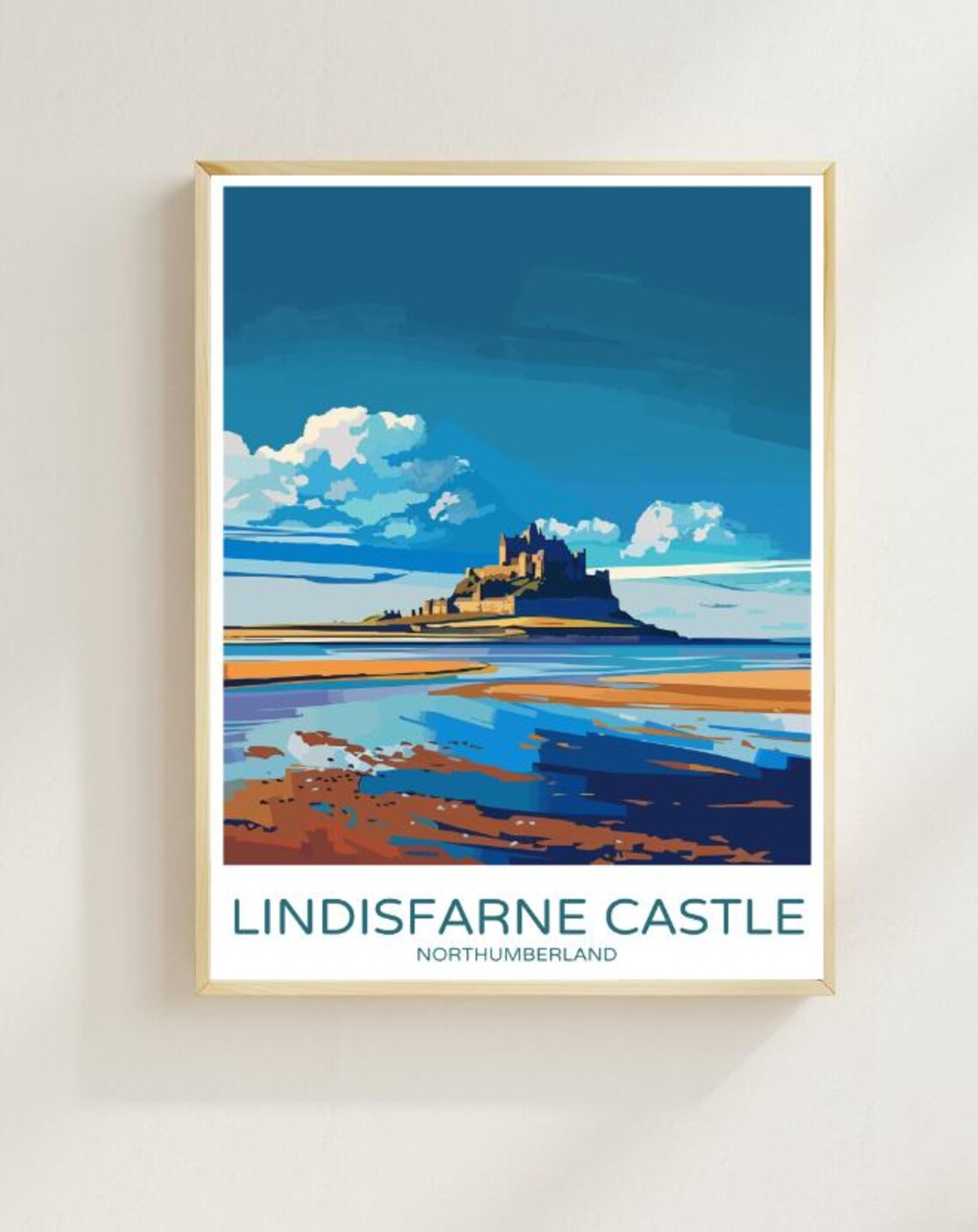 Lindisfarne Castle Northumberland Tidal Causeway Colorful Poster
