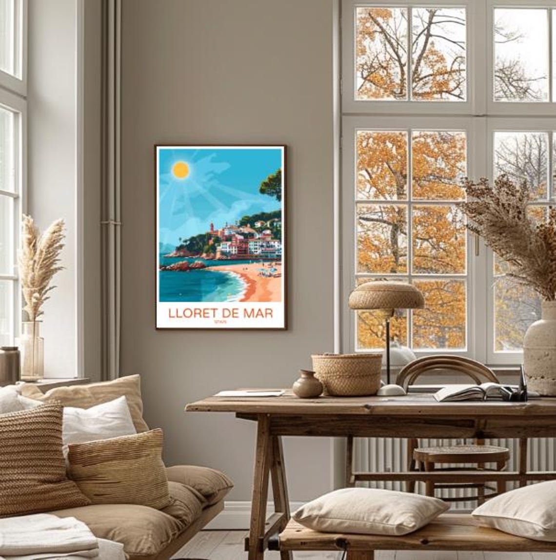 Lloret de Mar Sunlit Beach Headland Town Costa Brava Spain Poster - Image 4