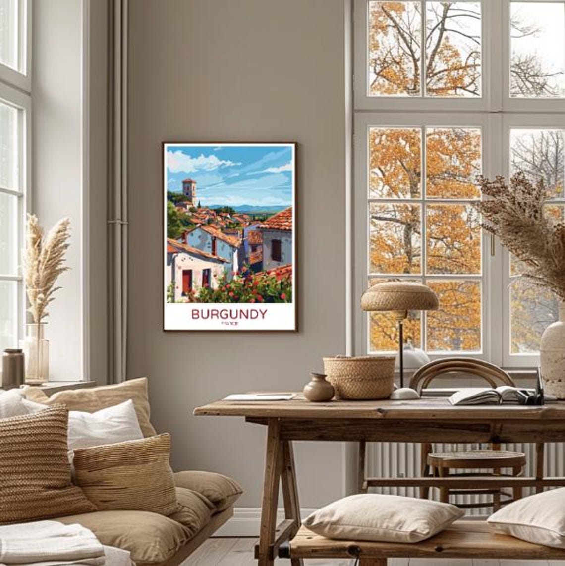 Burgundy France Travel Poster Scenic Vineyard Landscape Wall Art Wine Region View Print French Countryside Decor - Image 4