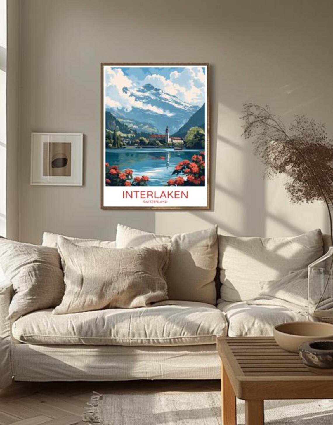 Interlaken Switzerland Alpine Lake Mountains Lakeside Village Poster - Image 3