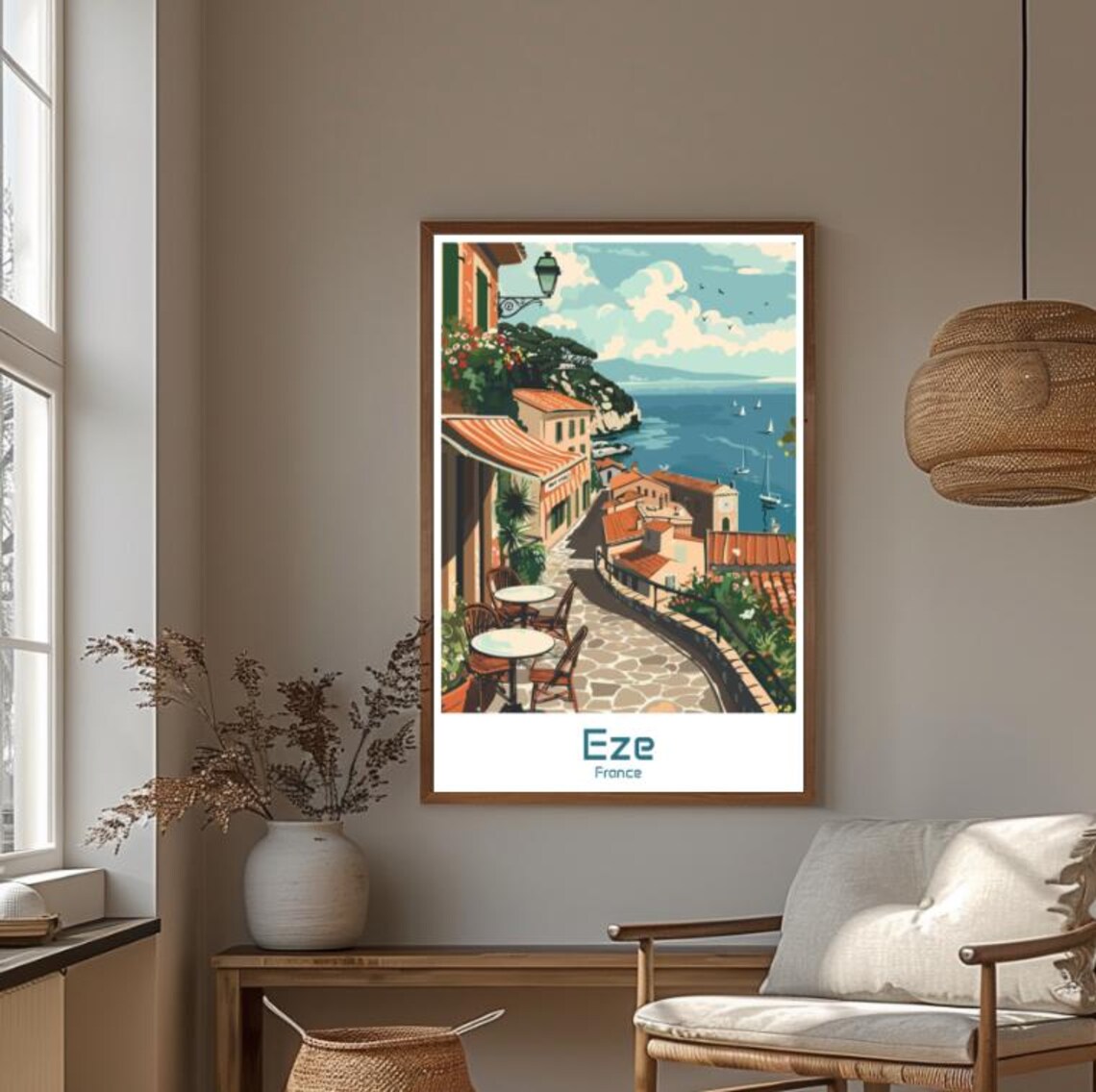 Eze France Riviera Village Cafe Terrace Mediterranean Coast Poster - Image 4