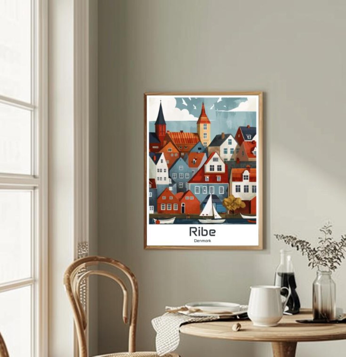 Ribe Denmark Oldest Town Red Roofs Sailboats Harbor Charm Poster - Image 2