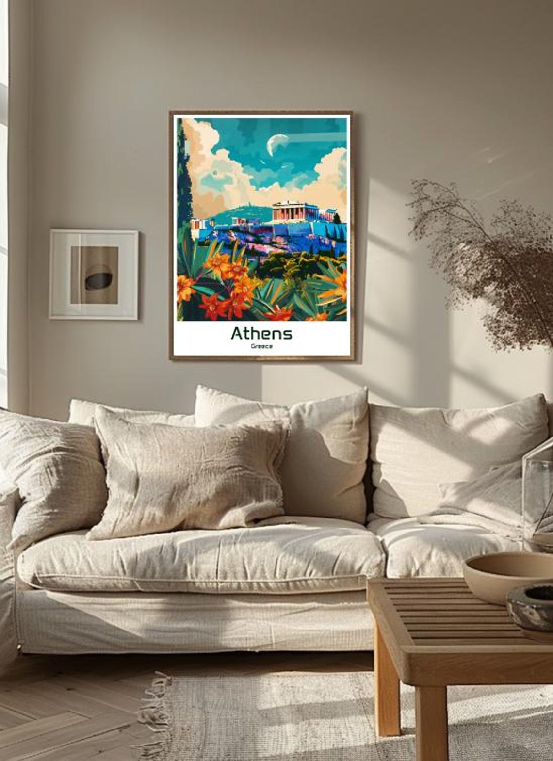 Athens Greece Acropolis Parthenon Flowers Sunny Day Travel Poster - Image 3