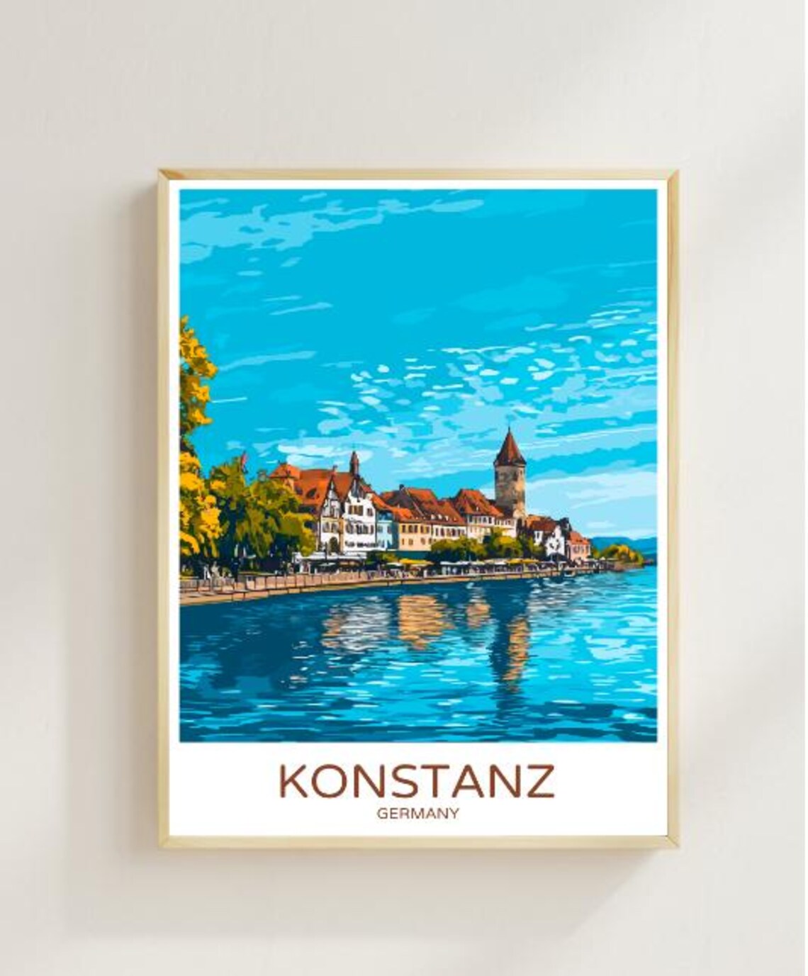 Konstanz Germany Lake Constance Waterfront Vintage Travel Poster