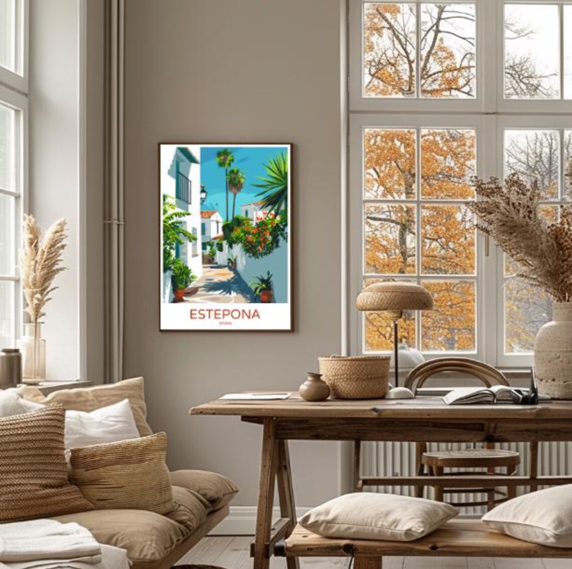 Estepona Spain Travel Poster White Village Street And Palms View - Image 4