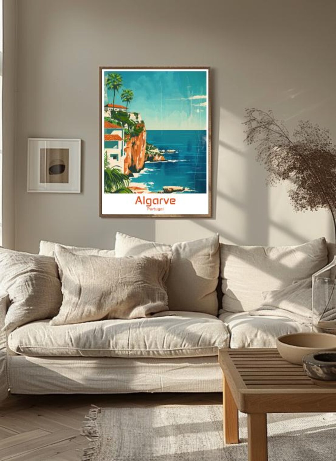 Algarve Portugal Dramatic Cliffs Palm Trees Ocean Cove Travel Poster - Image 3