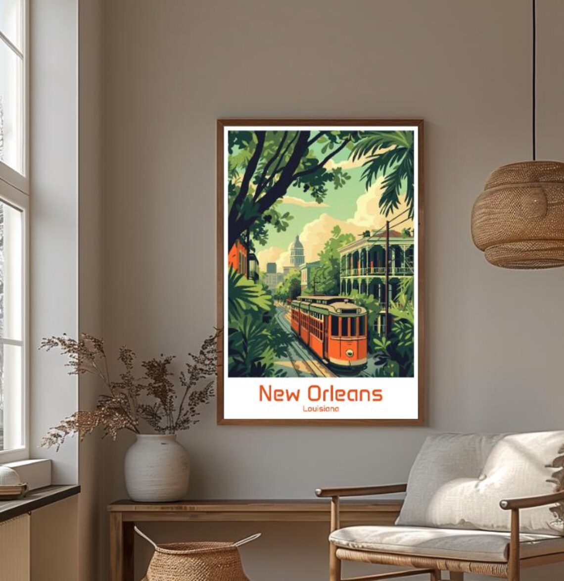 New Orleans Louisiana Streetcar Oak Avenue Garden Travel Poster - Image 4
