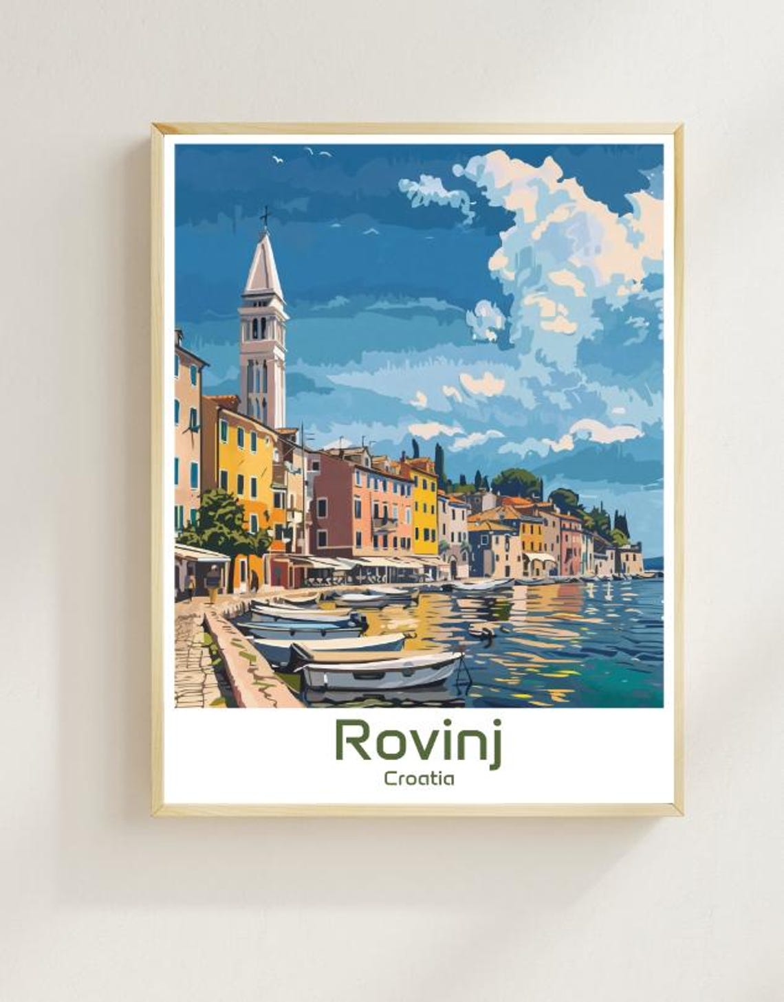 Rovinj Croatia Colorful Waterfront And Bell Tower Harbor Poster