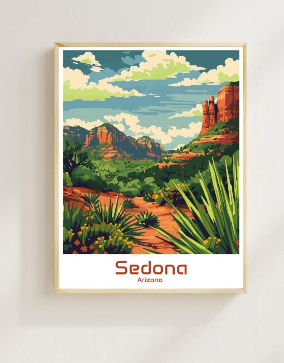 Sedona Arizona Red Rock Desert Buttes Yucca Trail Travel Poster