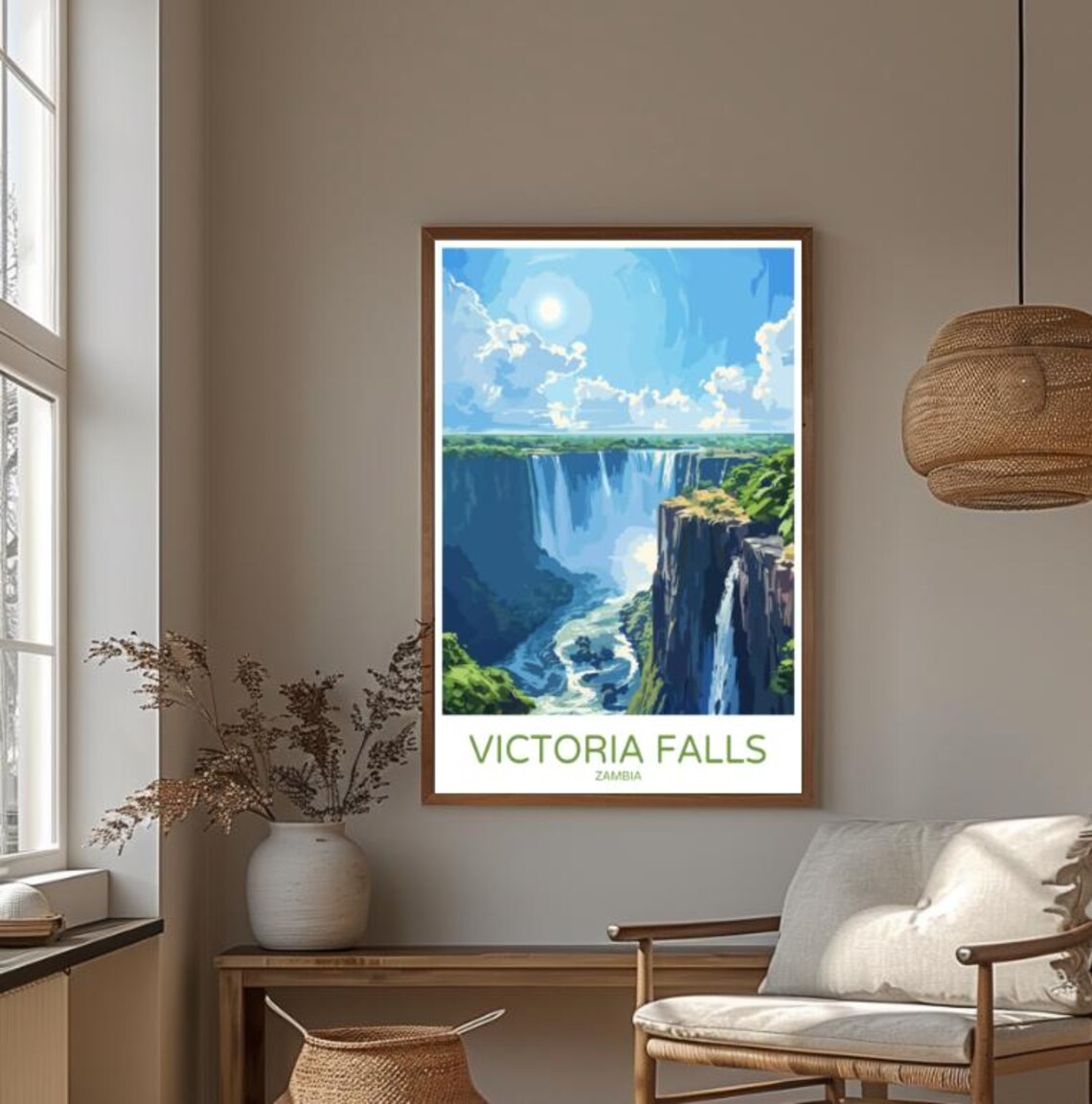 Victoria Falls Zambia Majestic Waterfall Gorge Panoramic Travel Poster - Image 3