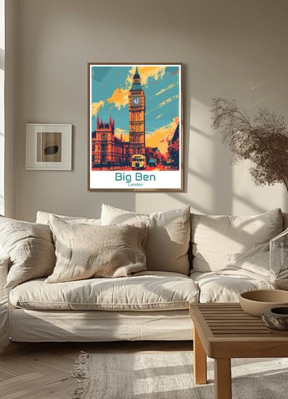 Big Ben London Pop Art Clock Tower Colorful Sunset Travel Poster - Image 3