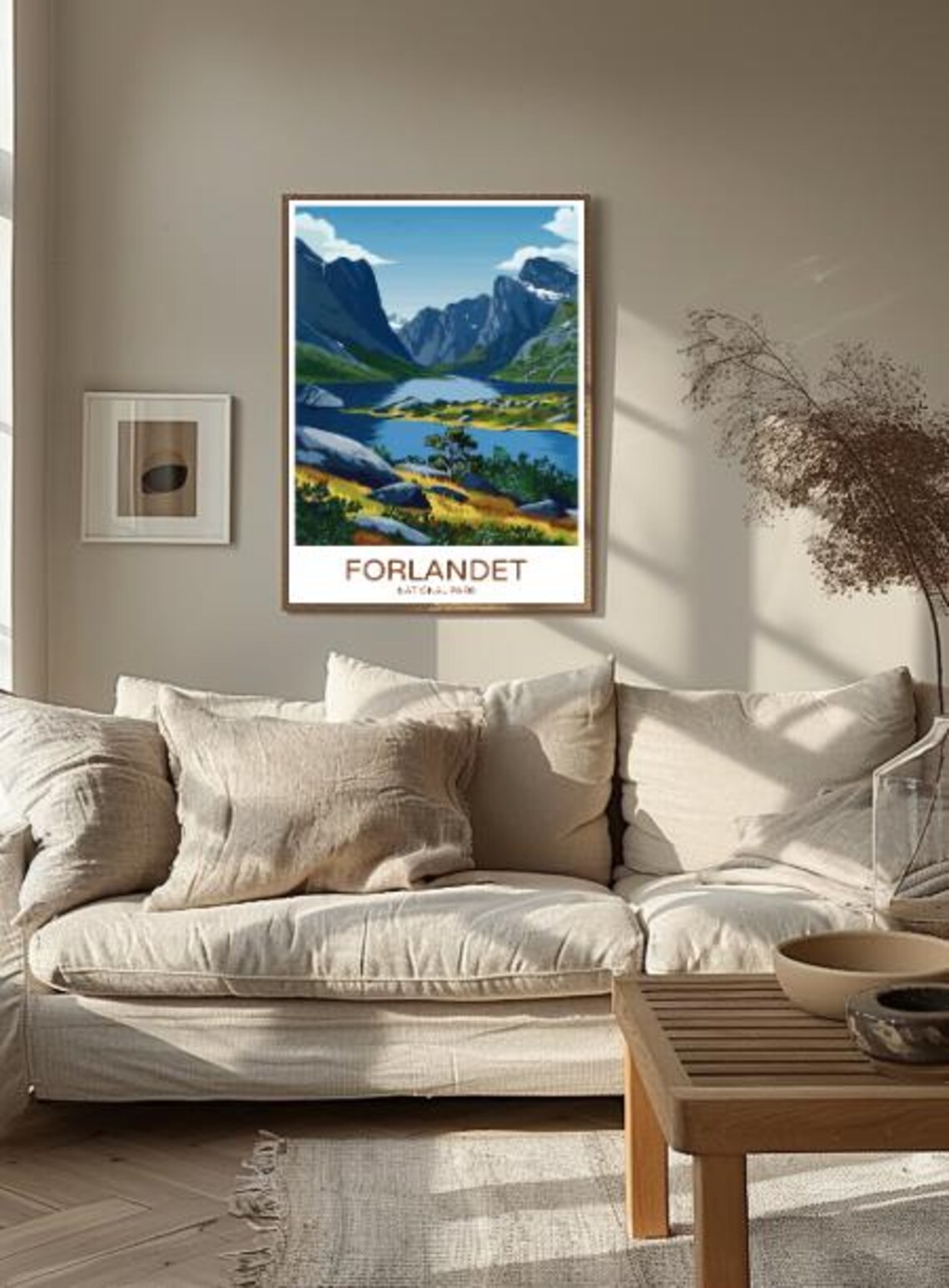 Forlandet Norway Arctic Fjord Poster With Rugged Peaks Calm Lake - Image 2