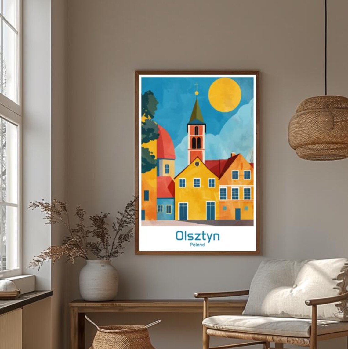Olsztyn Poland Old Town Church Colorful Buildings Travel Poster - Image 4
