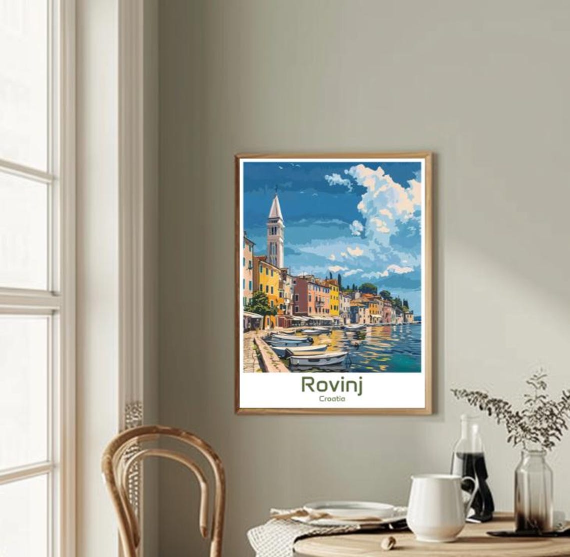 Rovinj Croatia Travel Poster Coastal Town Wall Art With Colorful Houses Adriatic Sea View Mediterranean Travel Print Artwork Home Decor - Image 2