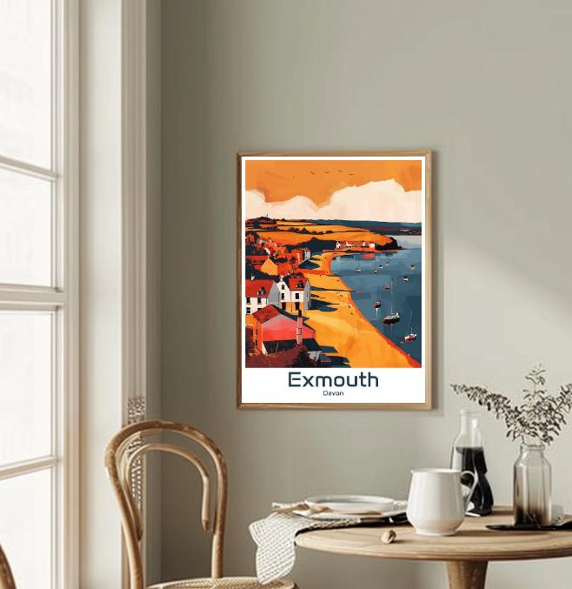 Exmouth Devon Coastal Sunset Beach Fishing Boats Seaside Poster - Image 2
