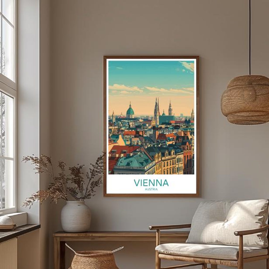 Vienna Austria Historic Skyline Domes Rooftops Vintage Travel Poster - Image 3