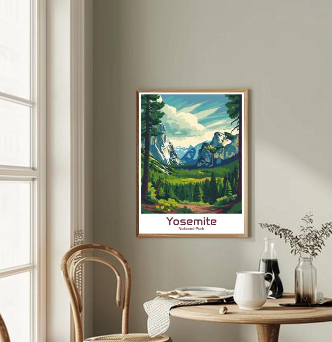 Yosemite National Park Granite Valley Waterfall and Pines Poster - Image 2
