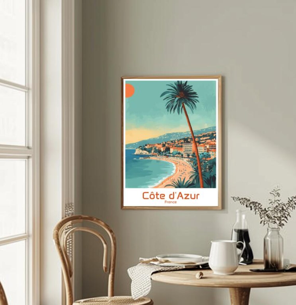 Cote d'Azur France French Riviera Beach Palm Tree Coastline Poster - Image 2