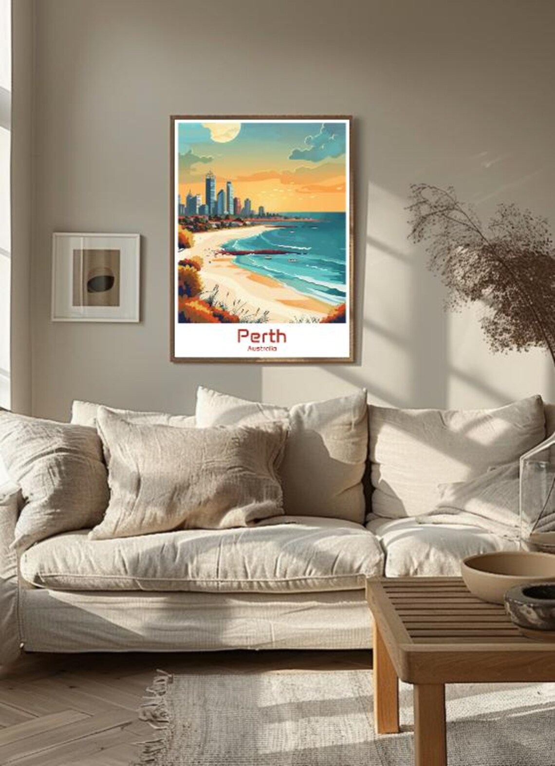 Perth Australia Beach Sunset Skyline Ocean View Travel Poster - Image 3