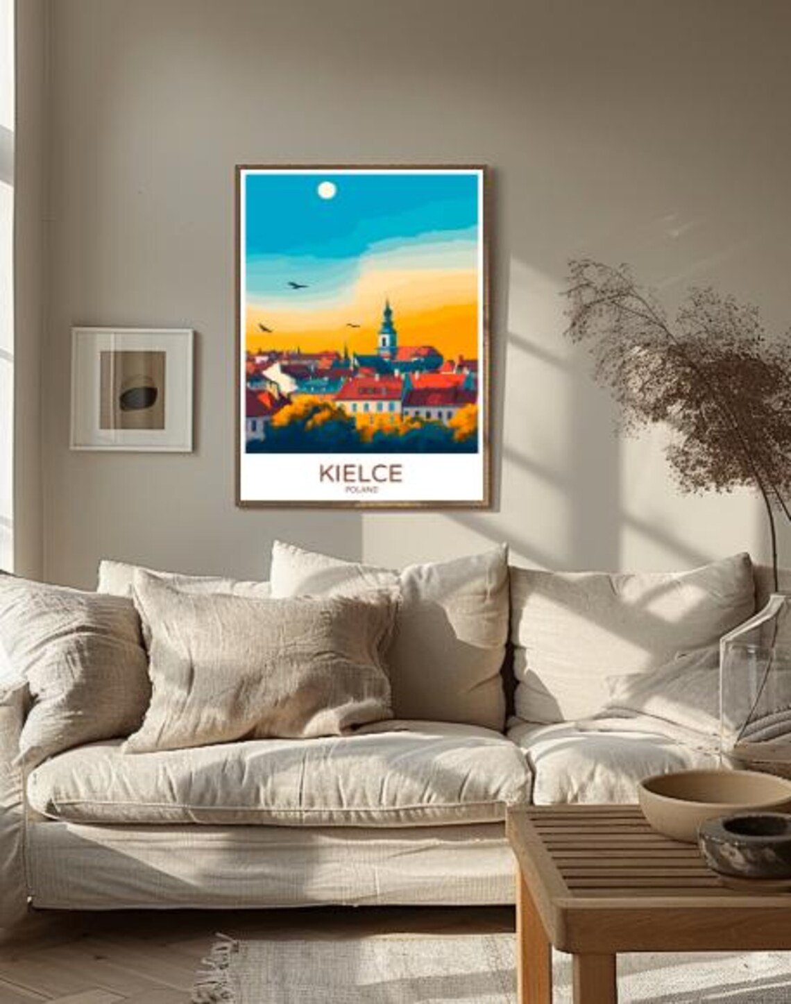 Kielce Poland Sunset Skyline Over Old Town Vintage Travel Poster - Image 2