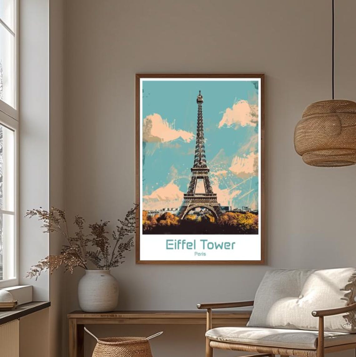 Eiffel Tower Paris Pop Art Sky Bold Colorful Artistic Travel Poster - Image 4
