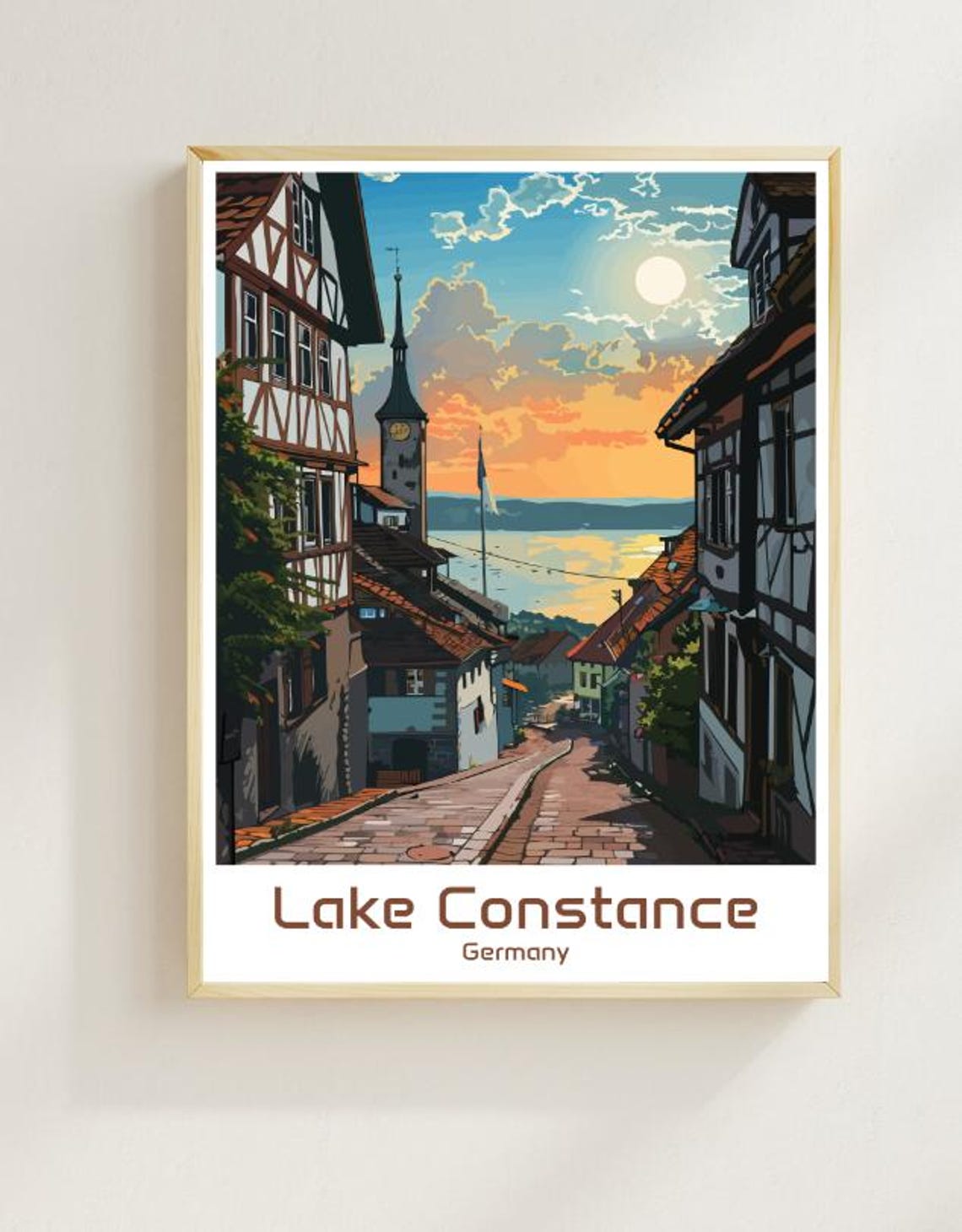 Lake Constance Germany Old Town Street Sunset Lakeside Poster
