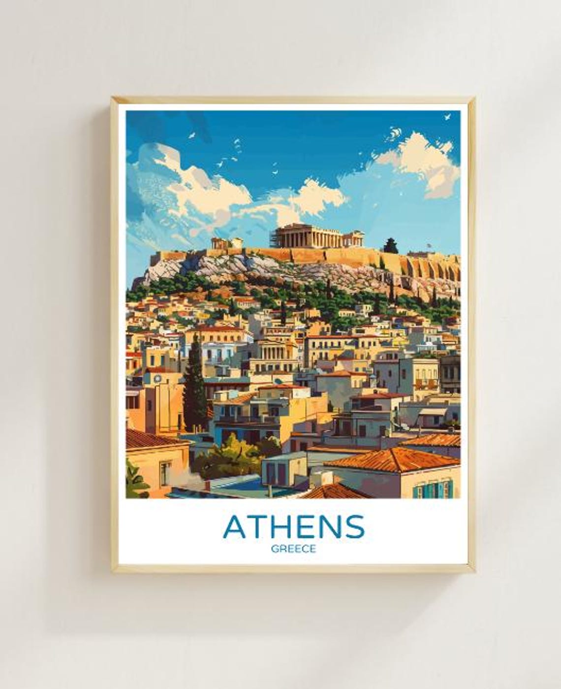 Athens Acropolis Parthenon Above the Sunlit City Skyline Poster